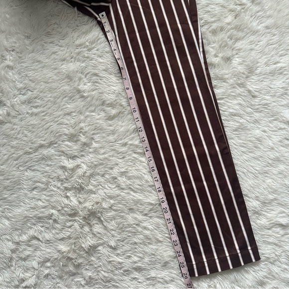 Reformation Pants Marlon Pant Cropped High Waist Coffee Stripe Brown 2 - Picture 11 of 11